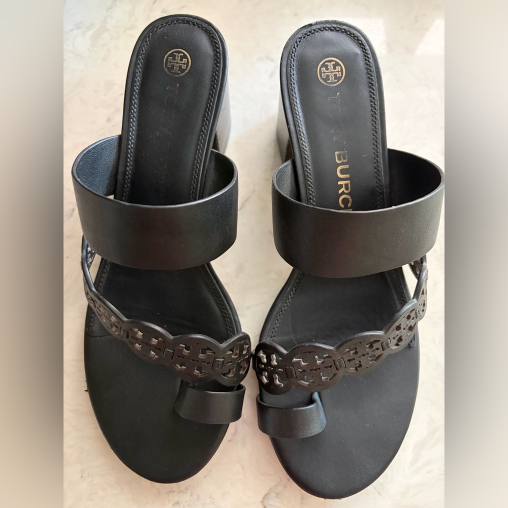 Tory Burch Black Leather Mini Miller Heels